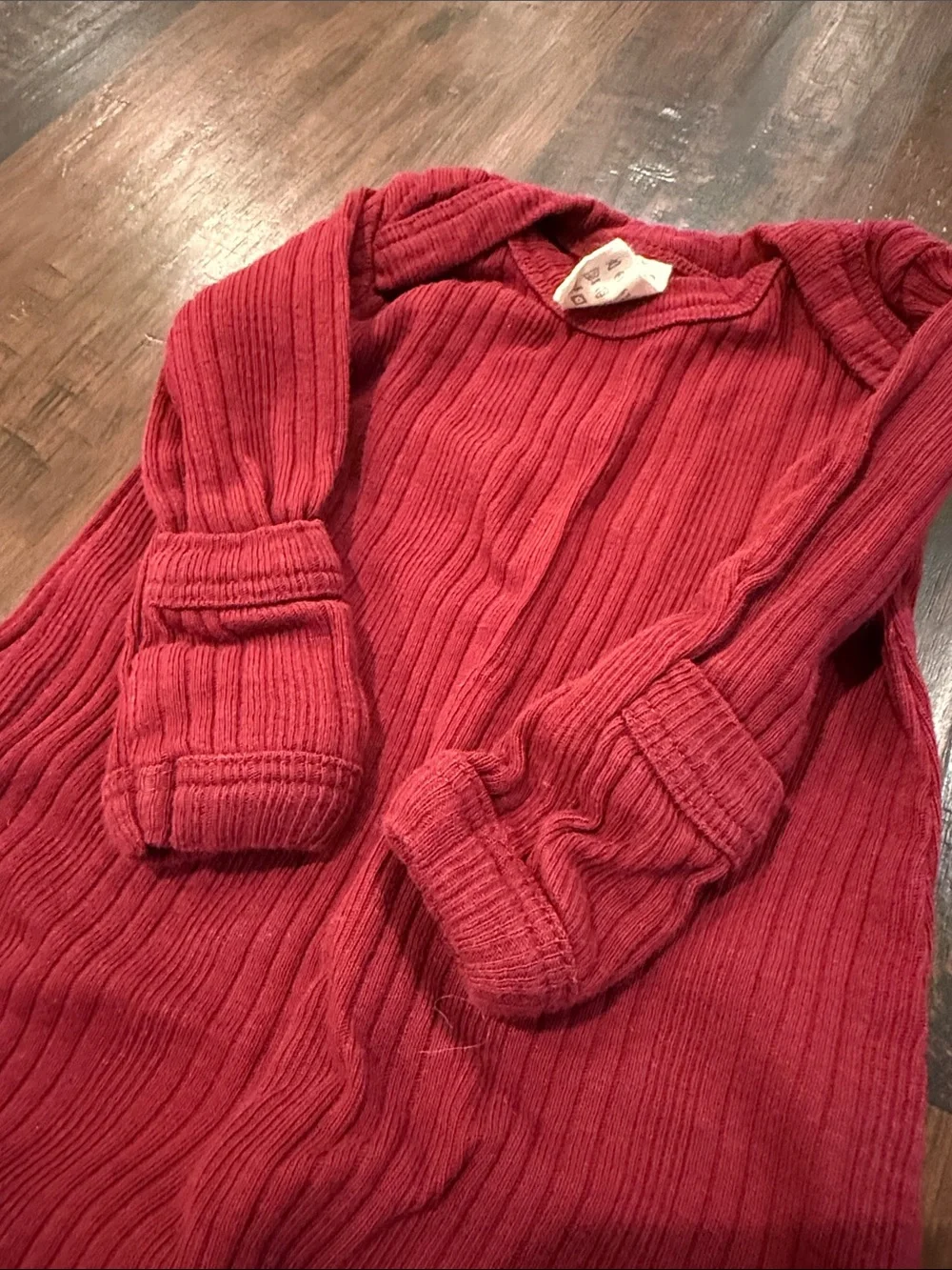 100% Organic Cotton Red Ribbed Baby Knot Gown